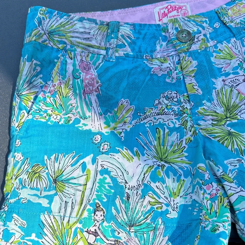 Lilly Pulitzer Turquoise Tropical Print Shorts - Picture 5 of 8
